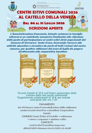 Contributo Centri Estivi Sostegno alle Famiglie